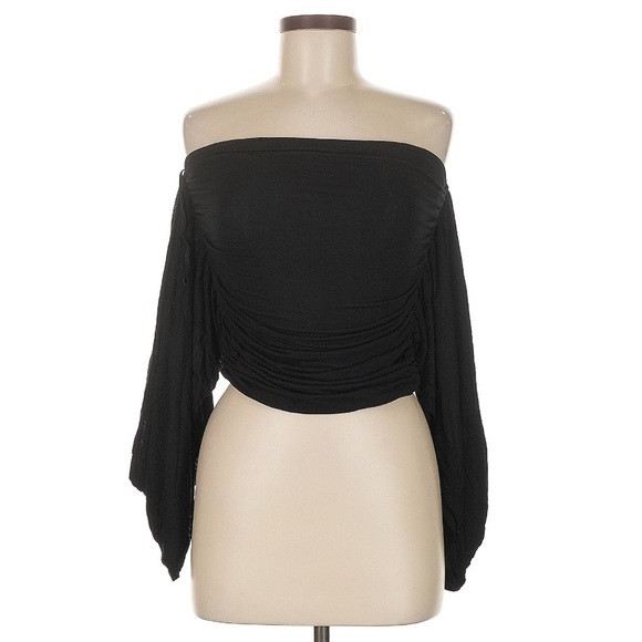 MARCELLA NYC Alana Top {$98} Black Straight Square Neck Off Shoulder Draped Lrg - Picture 10 of 10